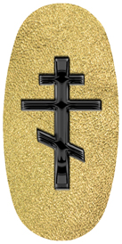 DASOV 519 BK SH GD Black Orthodox Cross Shimmer Gold Background